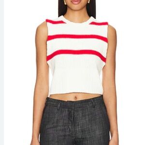 Lovers and Friends Alvise Stripe Top in Ivory & Red